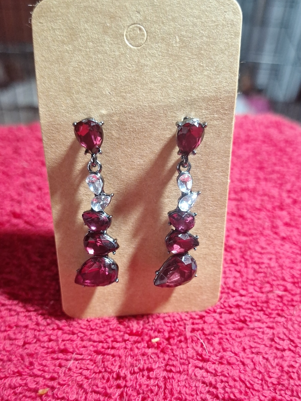 Elegant Garnet Red Drop Earrings - Women Jewelry